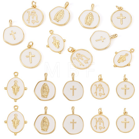 10Pcs 5 Styles Golden Plated Brass Enamel Pendants KK-TA0008-60-1