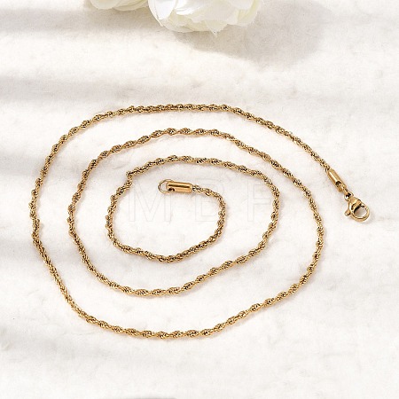 2MM Unisex 304 Stainless Steel Rope Chain Necklaces NJEW-P395-16G-1