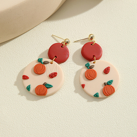 Halloween Alloy Polymer Clay Dangle Stud Earrings FS-WGD4736-08-1