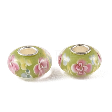 Lampwork & Brass Core European Beads LAMP-P019-01P-12-1