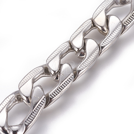 Tarnish Resistant 201 Stainless Steel Cuban Link Chains CHS-L020-034C-P-1