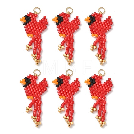 Glass Seed Beaded Bird Pendants PALLOY-MZ00920-01-1