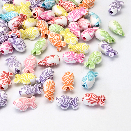 Fish Craft Style Acrylic Beads SACR-R886-10-1