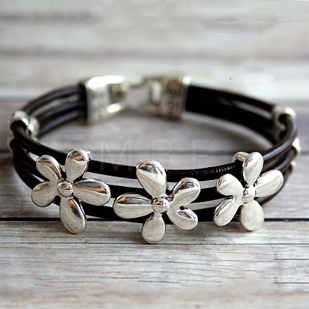 Alloy & Waxed Cord BBracelets for Women FS-WG70219-01-1