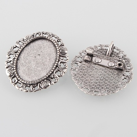 Vintage Alloy Brooch Cabochon Bezel Settings PALLOY-O038-30AS-1