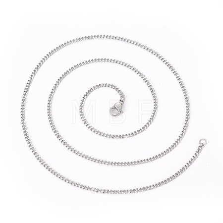 Non-Tarnish 304 Stainless Steel Curb Chain Necklaces MAK-I012-X01-1