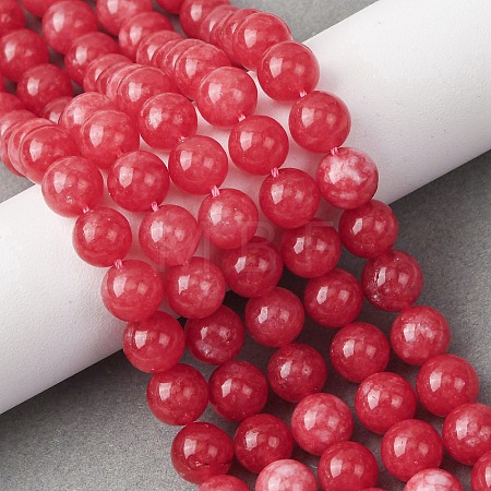 Natural White Jade Imitation Rhodonite Beads Strands G-I299-F15-8mm-1