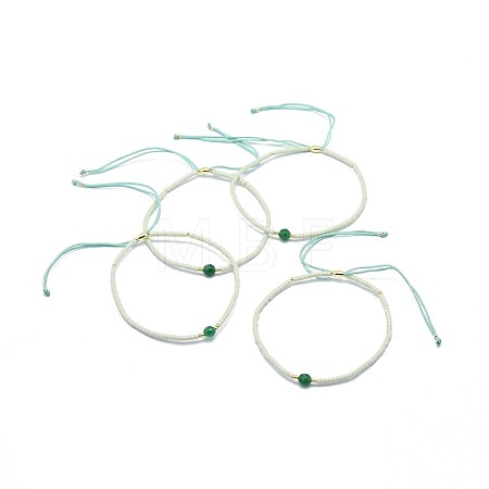 Adjustable Natural Agate Braided Bead Bracelets BJEW-F391-A15-1