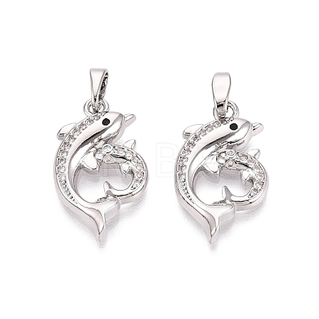 Brass Micro Pave Clear Cubic Zirconia Pendants KK-Q073-11P-1