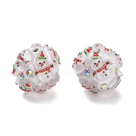 Christmas Theme Polymer Clay Rhinestone Beads with Resin X-RESI-Z045-01D-1