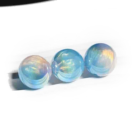 30Pcs Gradient Color & UV Plating Rainbow Iridescent Opaque Resin Beads PW-WG1BD98-15-1