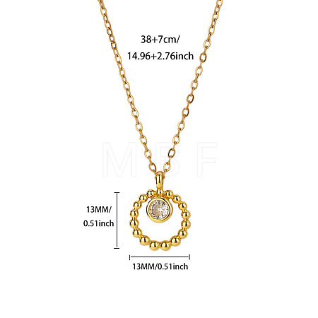 Brass Pave Clear Cubic Zirconia Ring Pendant Necklaces for Women WGFA3A6-05-1