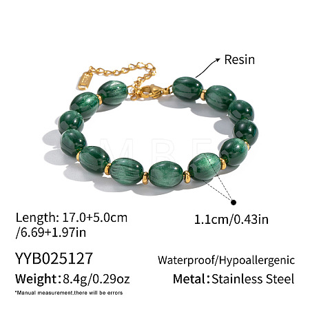 11MM Resin Oval Beaded Bracelets PI5034-3-1