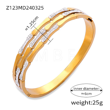 304 Stainless Steel Pave Cubic Zirconia Hinged Bangles for Women FS-WG9A3B1-08-1