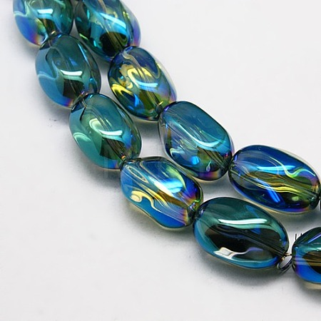 Full Rainbow Plated Crystal Glass Oval Beads Strands LS-EGLA-F026-A06-1