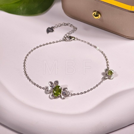 925 Sterling Silver & Cubic Zirconia & Quartz Link Bracelets FS-WGAB3DC-09-1