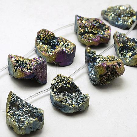 Electroplated Natural Druzy Agate Beads Strands G-N0259-01-1