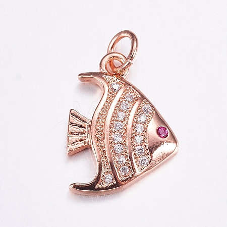 Brass Micro Pave Cubic Zirconia Pendants X-ZIRC-G125-77RG-1
