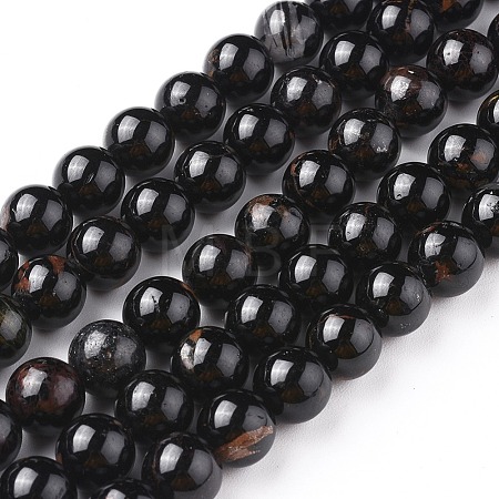 Natural Black Tourmaline Beads Strands X-G-F666-05-10mm-1