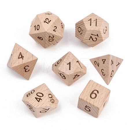 Natural Wood Polyhedral Dice Set WOOD-A027-01A-1