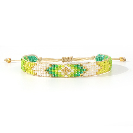 Adjustable Glass Seed Bead Braided Bead Bracelets for Women AP3719-4-1