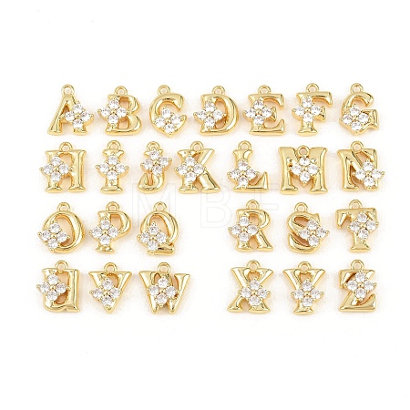 26Pcs Brass Micro Pave Clear Cubic Zirconia Charms KK-Z151-18G-1