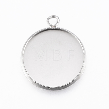 Tarnish Resistant 304 Stainless Steel Pendant Cabochon Settings STAS-E146-18P-20mm-1