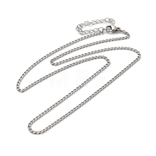 304 Stainless Steel Curb Chain Necklace STAS-C079-19P-1