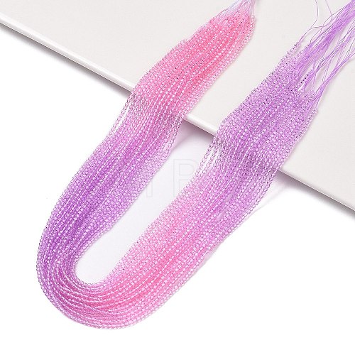 Transparent Gradient Color Glass Beads Strands GLAA-G101-2mm-15-1