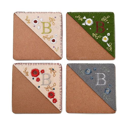 4Pcs Letter Personalized Hand Embroidered Corner Bookmarks JX587B-1