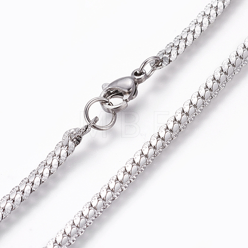 304 Stainless Steel Twisted Chain Curb Chain Necklaces NJEW-L160-004P-1