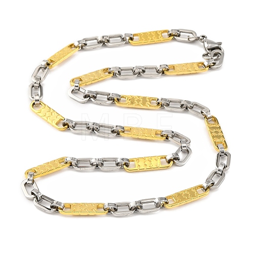 201 Stainless Steel Rectangle inks Chain Necklace NJEW-F22-39L-GP-1