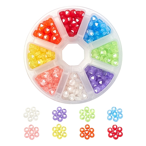 400Pcs 8 Colors Transparent Acrylic Beads TACR-YW0001-44-1