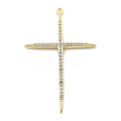 Brass Micro Pave Clear Cubic Zirconia Pendants KK-L228-01G-03-1