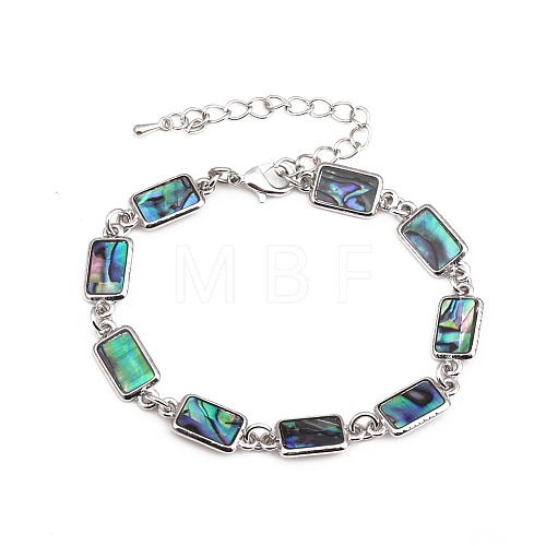 Rectangle Natural Abalone Shell/Paua Shell Link Bracelets for Women FS5984-16-1