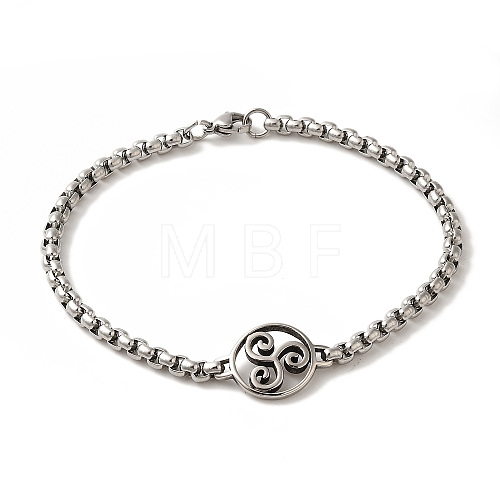 316 Surgical Stainless Steel Box Chain Triskele/Triskelion Link Bracelets BJEW-Q349-11AS-1