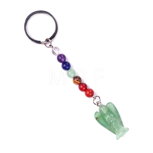 Natural Green Aventurine Angel Pendant Keychain PW-WG23639-03-1