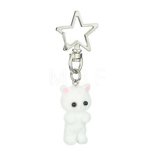 Flocky Resin Cat Pendant Decoration HJEW-JM01210-02-1