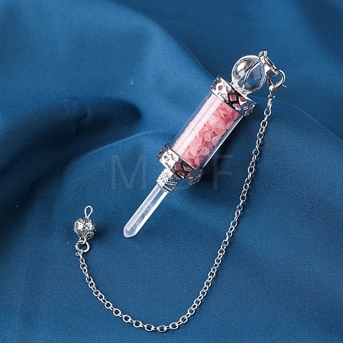 Natural Rose Quartz Chips Wishing Bottle Dowsing Pendulum Big Pendants PW-WG6F05D-15-1