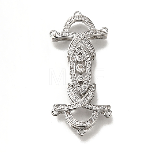 Brass Micro Pave Clear Cubic Zirconia Fold Over Clasps KK-H480-27P-1