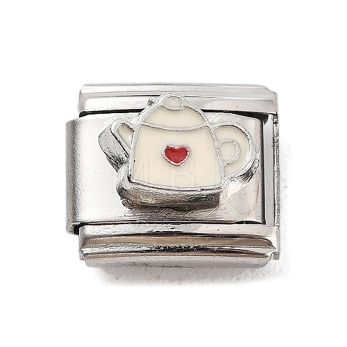 Tea Pot 304 Stainless Steel Enamel Coffee Connector Charms STAS-L023-005F-1