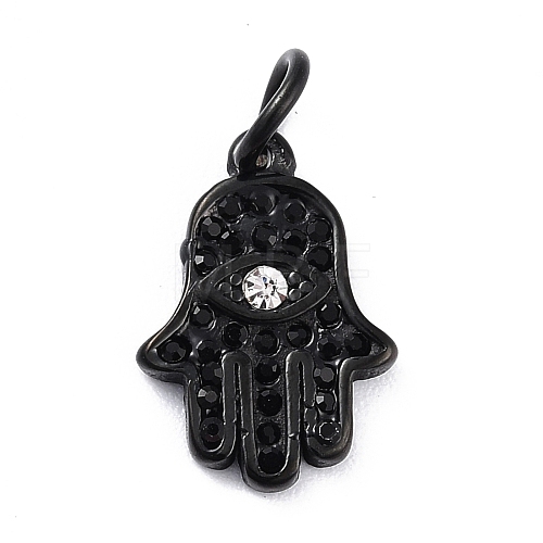 304 Stainless Steel Embedded Rhinestone Pendants STAS-I190-25EB-1