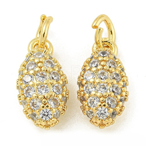 Rack Plating Brass Micro Pave Clear Cubic Zirconia Charms KK-Z067-23G-06-1