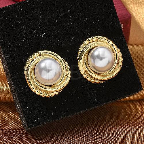 Brass Stud Earrings EJEW-R016-18G-1