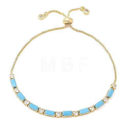 Brass Cubic Zirconia Slider Necklaces NJEW-A010-01G-1