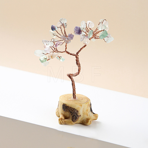 Natural Fluorite Chips Tree of Life Decorations DJEW-PW0012-039E-1