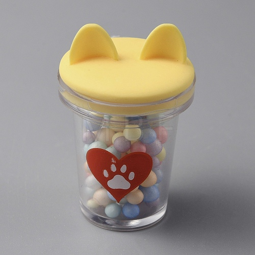 Transparent Resin Cat Ear Bottle Pendants RESI-WH0021-65A-1