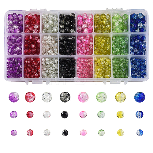 1920Pcs 3 Style Spray Painted Crackle Glass Beads CCG-CJ0001-04-1