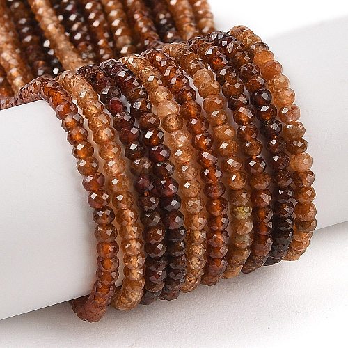 Faceted Rondelle Natural Garnet Bead Strands G-I156-08A-1