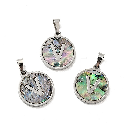 304 Stainless Steel with Paua Shell Pendants STAS-G268-02V-P-1